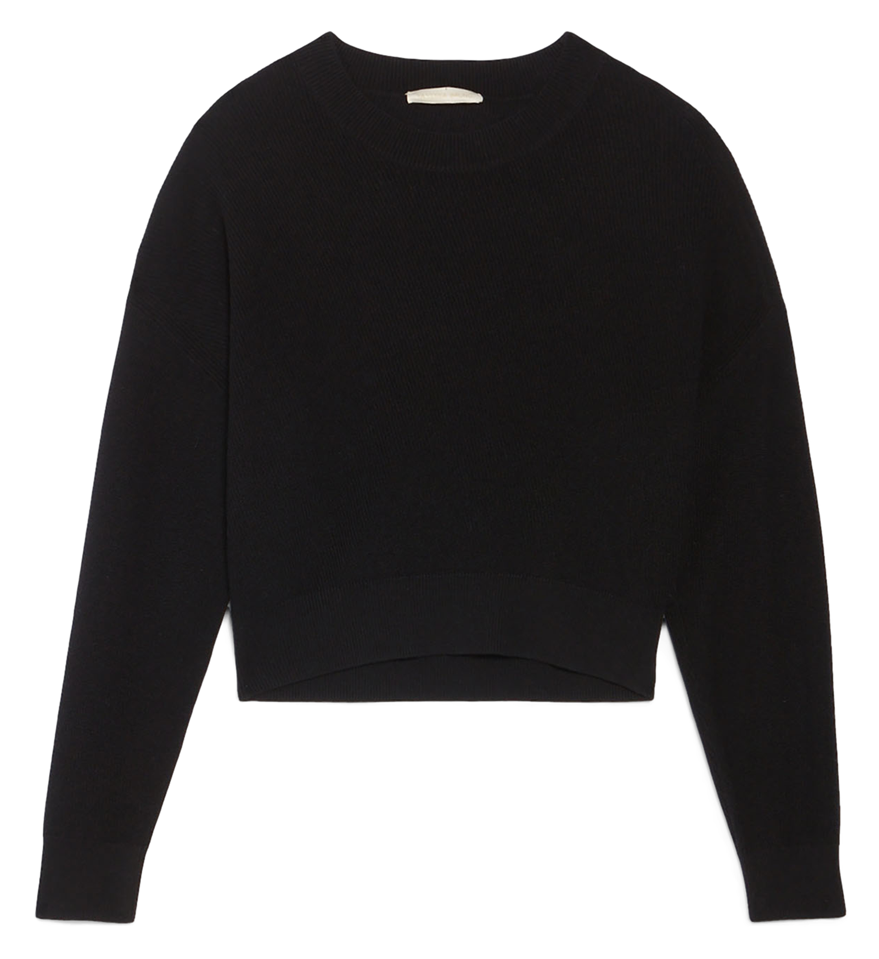 DEVY - Pull droit col rond en laine et coton | Noir