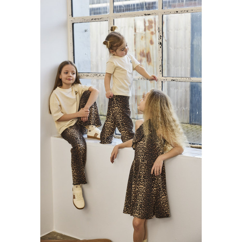 Køb THE NEW Siblings Oxford Tan AOP Ellie Wide Rib Bukser