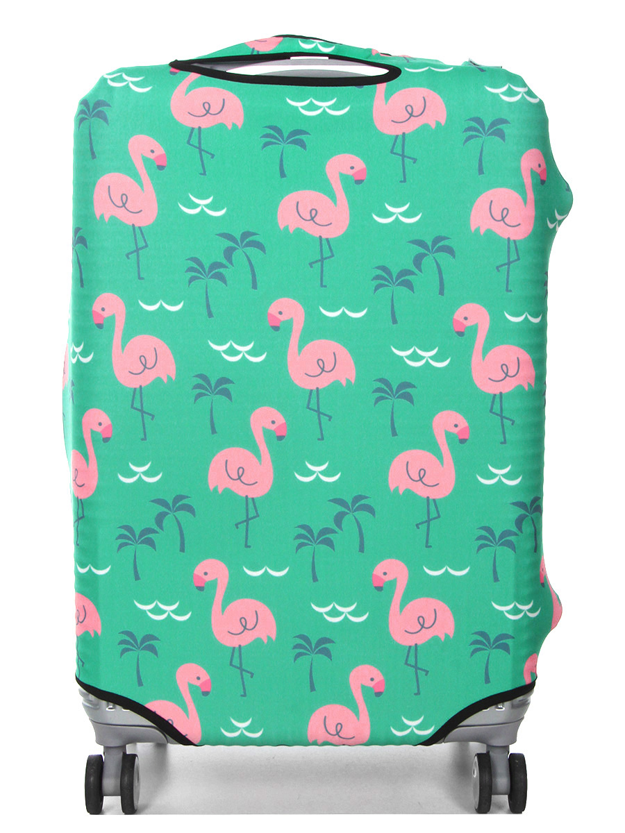 Housse de valise Periea Green with Pink Flamingos M