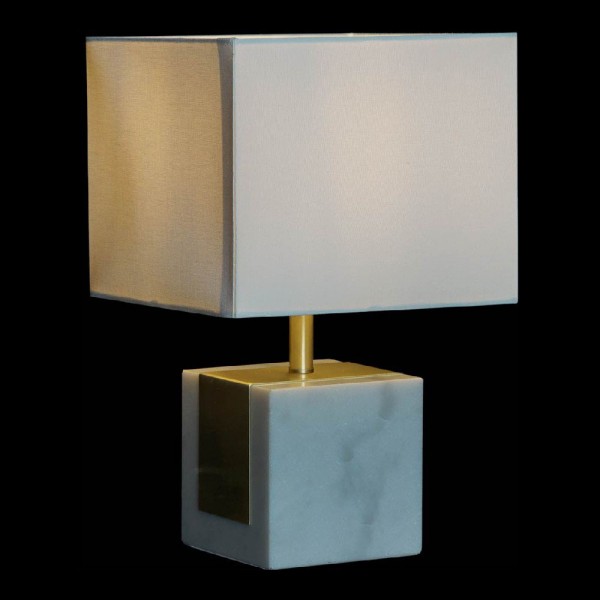 Lampe de bureau blanc polyester marbre doré (26 x 26 x 43 cm)