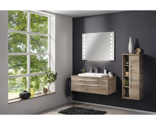 FACKELMANN spiegelkast 110 x 16,5 x 78,5 cm eiken 4-deurs LED IP 20