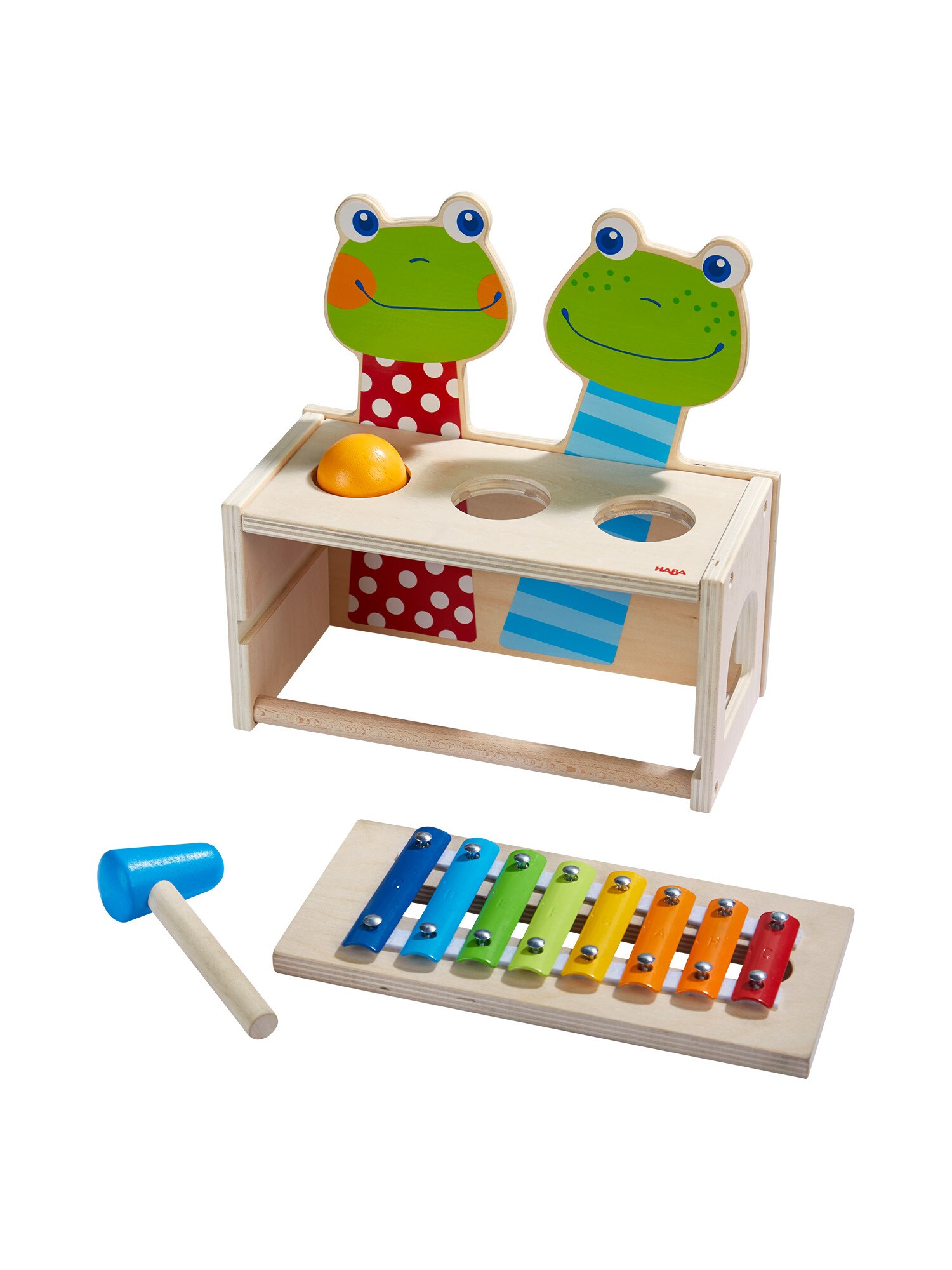 HABA Unisex Lernspielzeug Klang-Klopfbank Froschkonzert 1er Pack