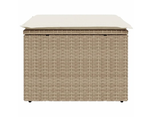 VIDAXL - Pouf Tabouret de jardin avec coussin beige 55x55x37cm résine tres...
