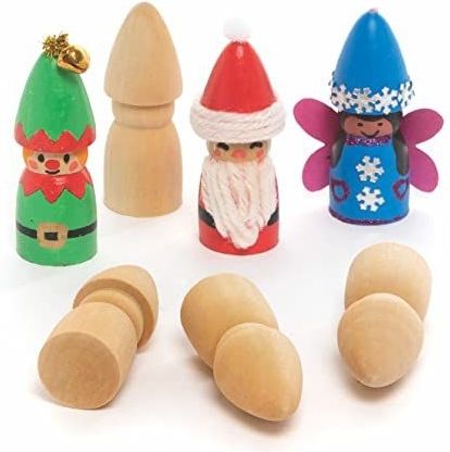 Baker Ross - Knutselset - Mini Houten Elfjes - 8 Stuks - Creatief Project