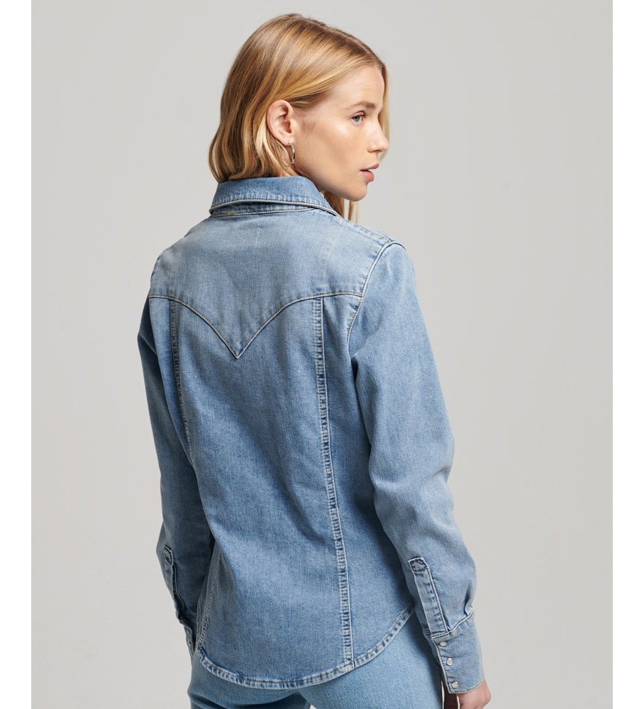 Camisa jeans de algodão orgânico Superdry azul