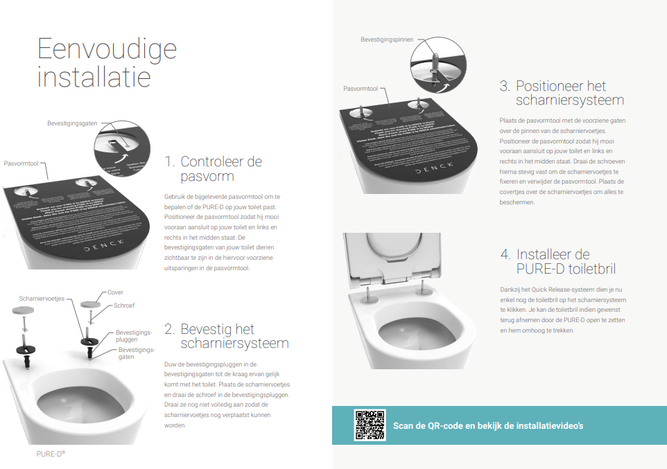 Denck PURE-D toiletbril met geïntegreerde geurafzuiging op batterij wit