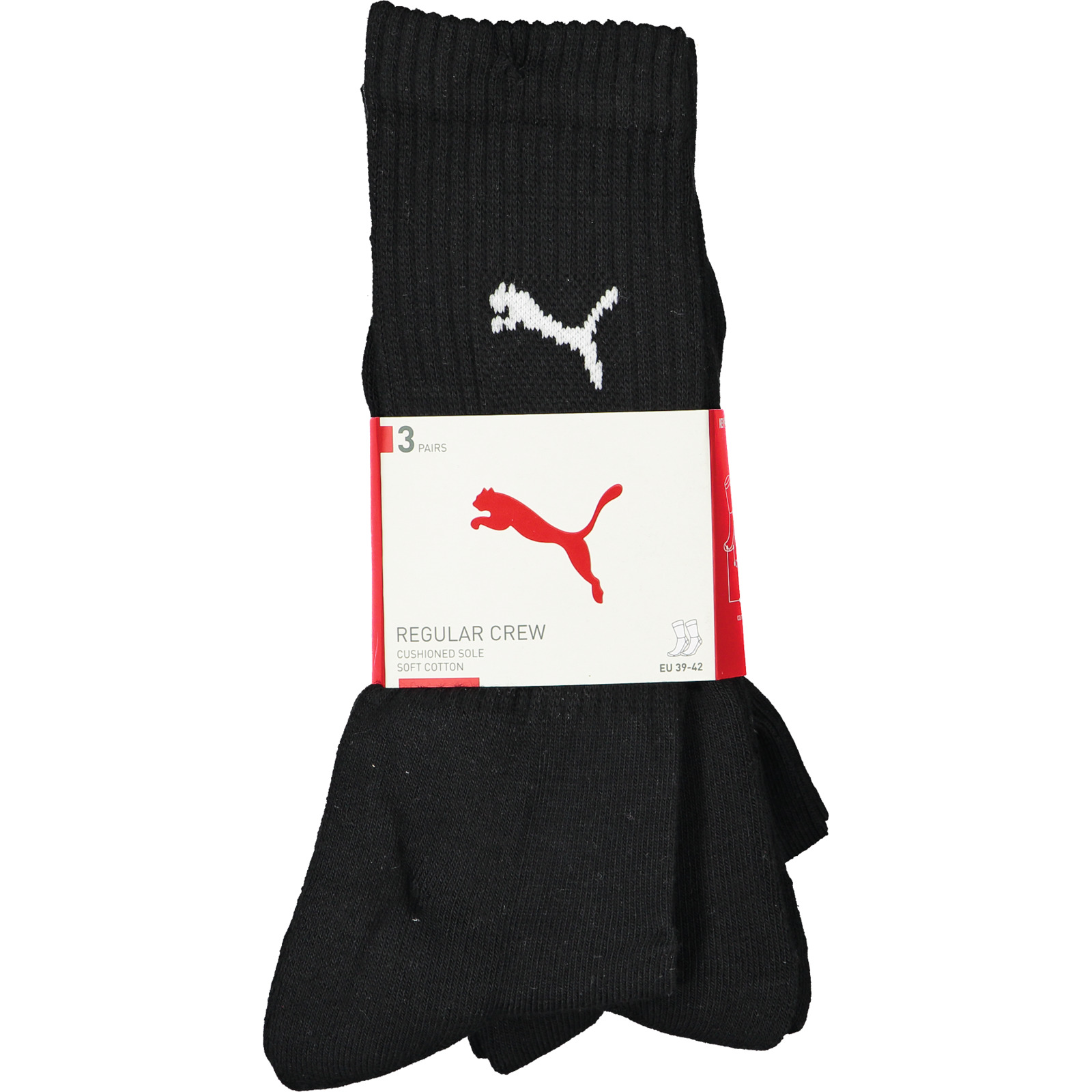 Puma Sportsocken Crew, 3 Paar schwarz, 43/46