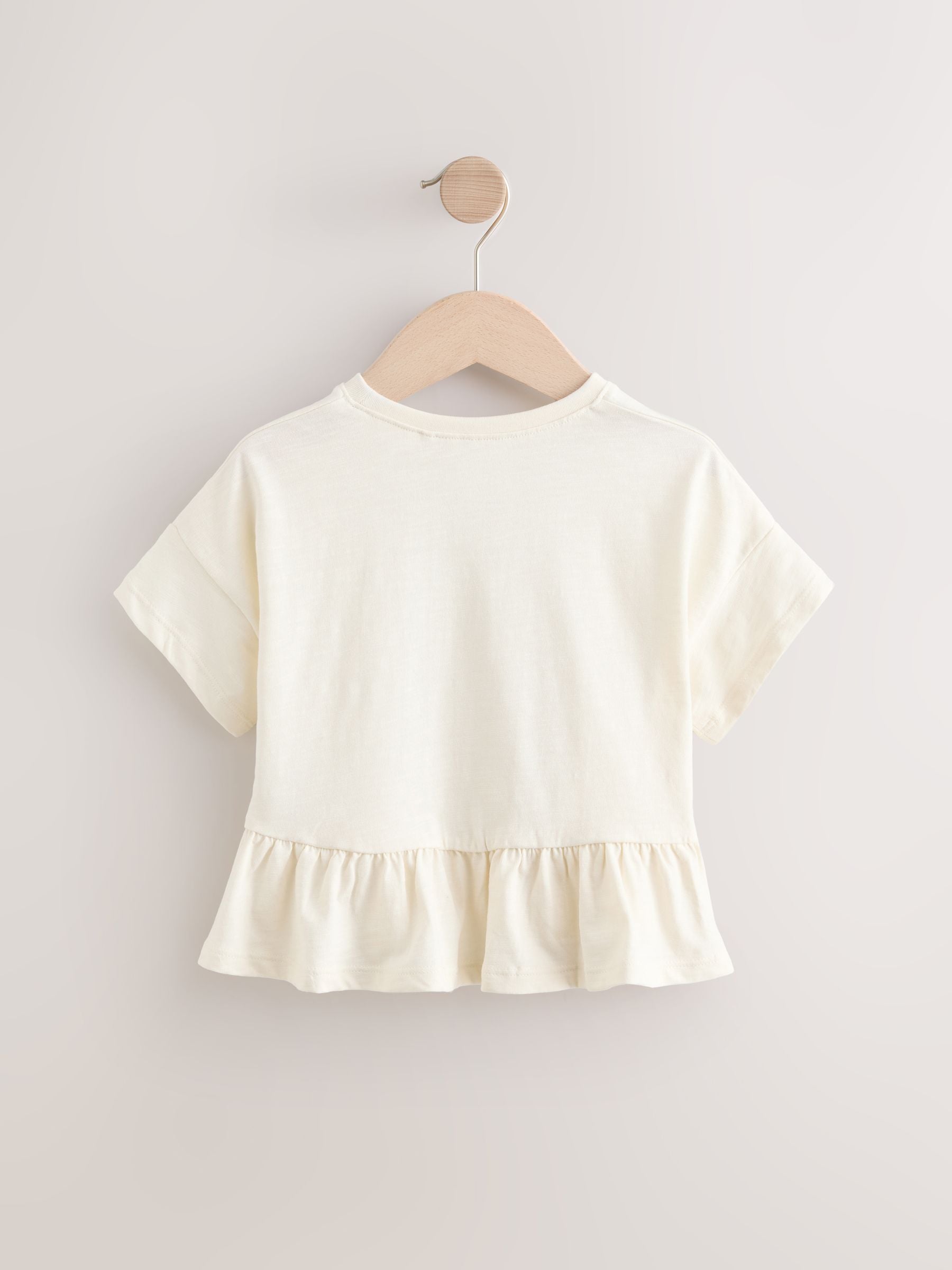 Wit - T-shirt met peplum en korte mouwen (3mnd -7jr)