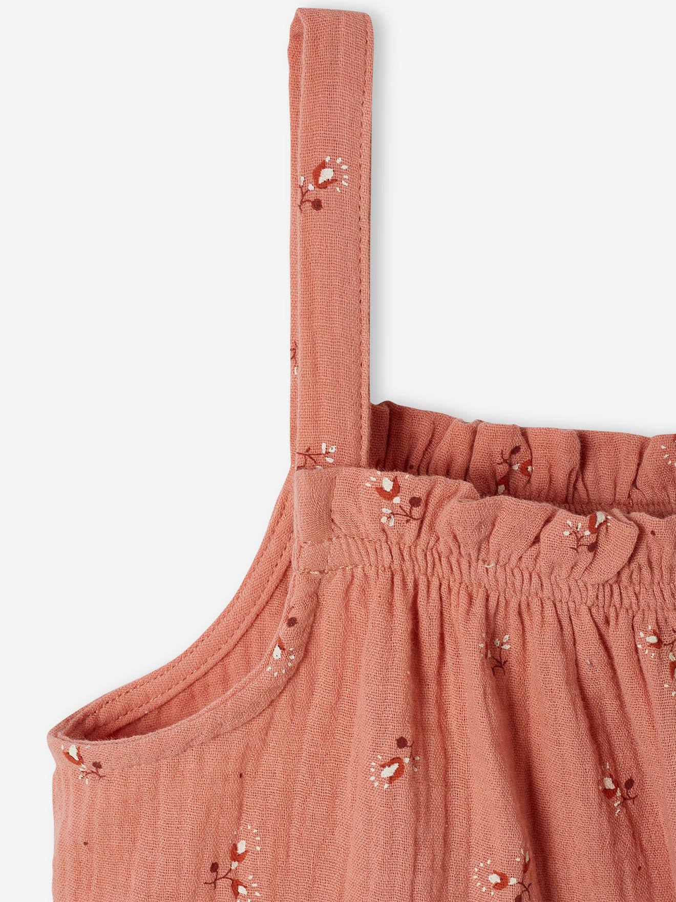 Regata lisa rosa claro de algodão chiffon para meninas
