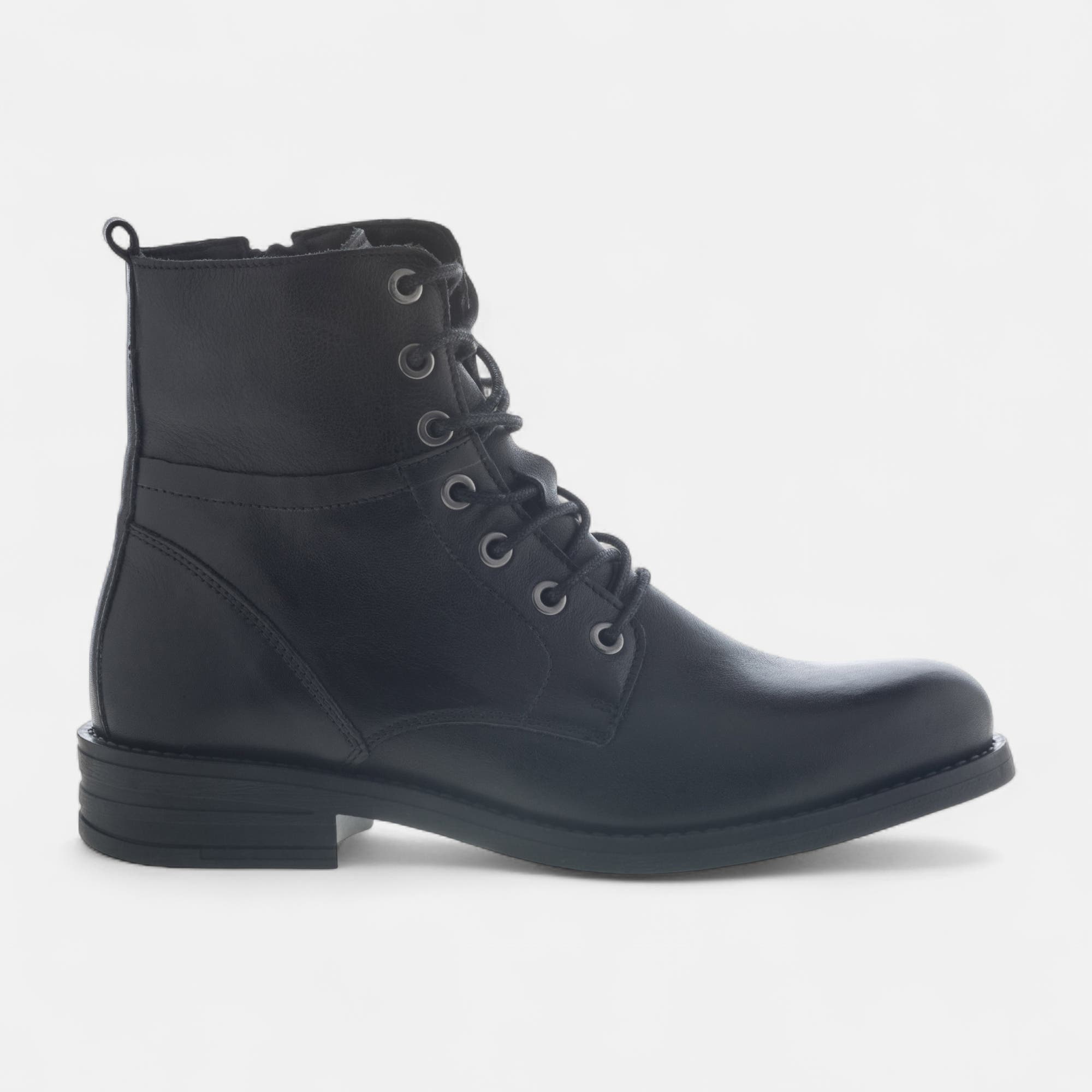 Bottines à lacets Femme en cuir noir