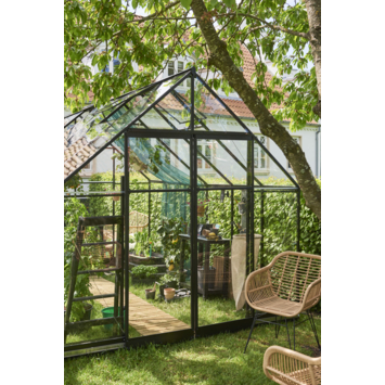 Tuinkas Royal Well Qube 812 zwart gecoat met 3mm veiligheidsglas