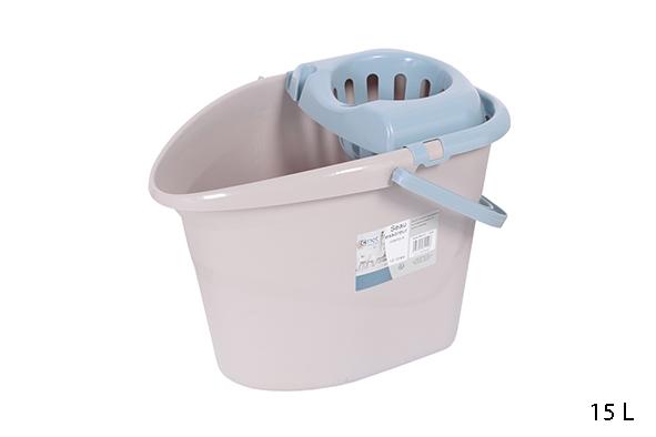 SEAU RECTANGLE AVEC ESSORREUR 15L BICOLORE GREGE BLEU