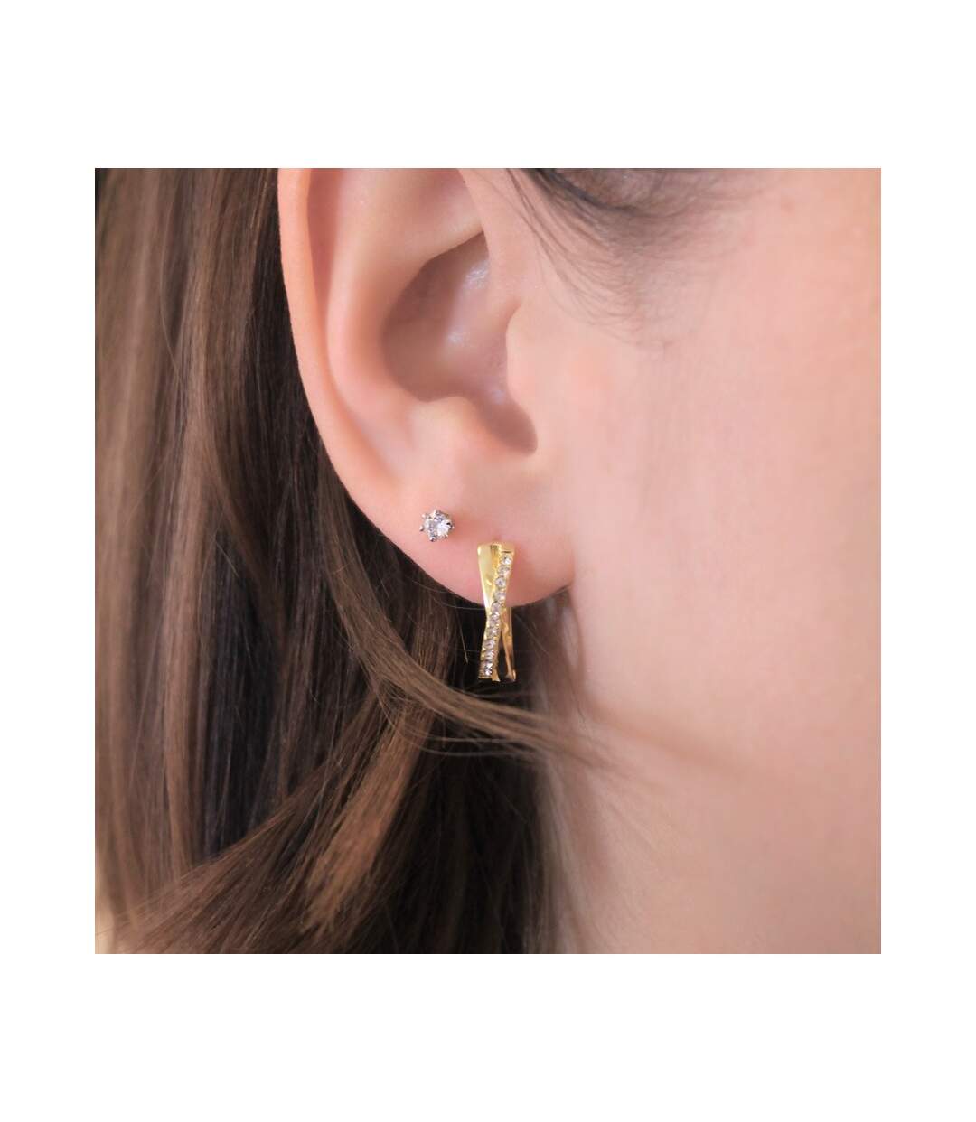 Boucles d'oreilles Criss - Or Rosé et Cristal