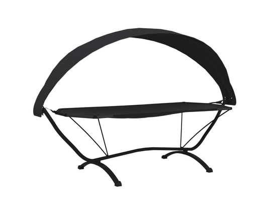 VIDAXL - Hamac avec support Hamac avec auvent noir acier et tissu oxford