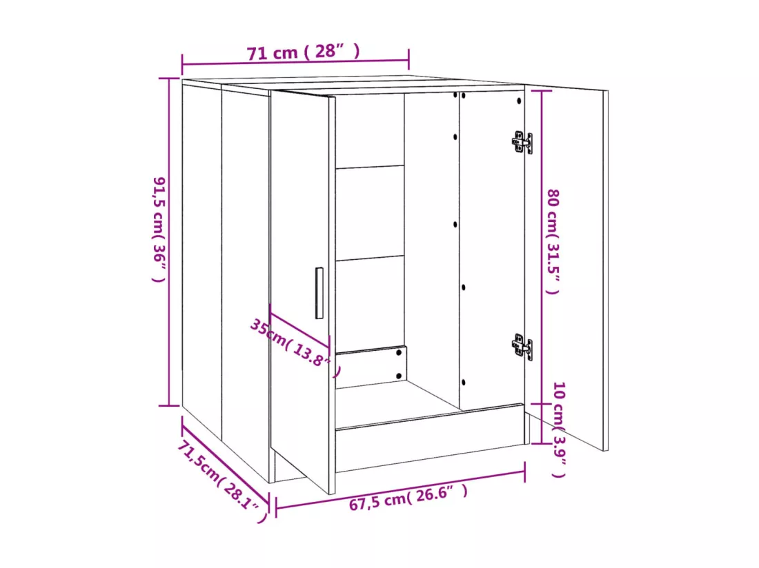 Meuble pour machine à laver Gris béton 71x71,5x91,5 cm