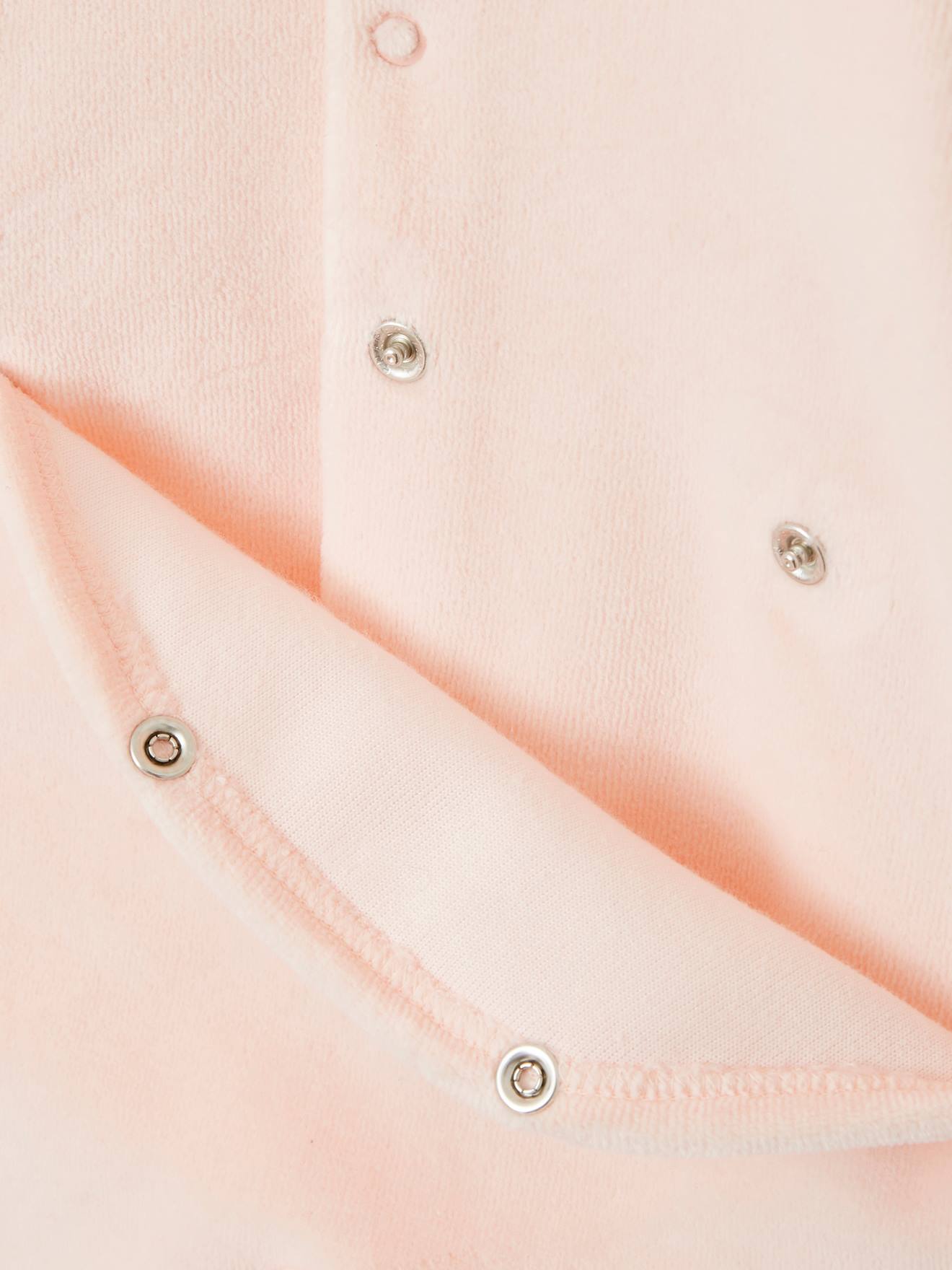 Macacão de veludo para bebê, rosa claro liso com estampas.