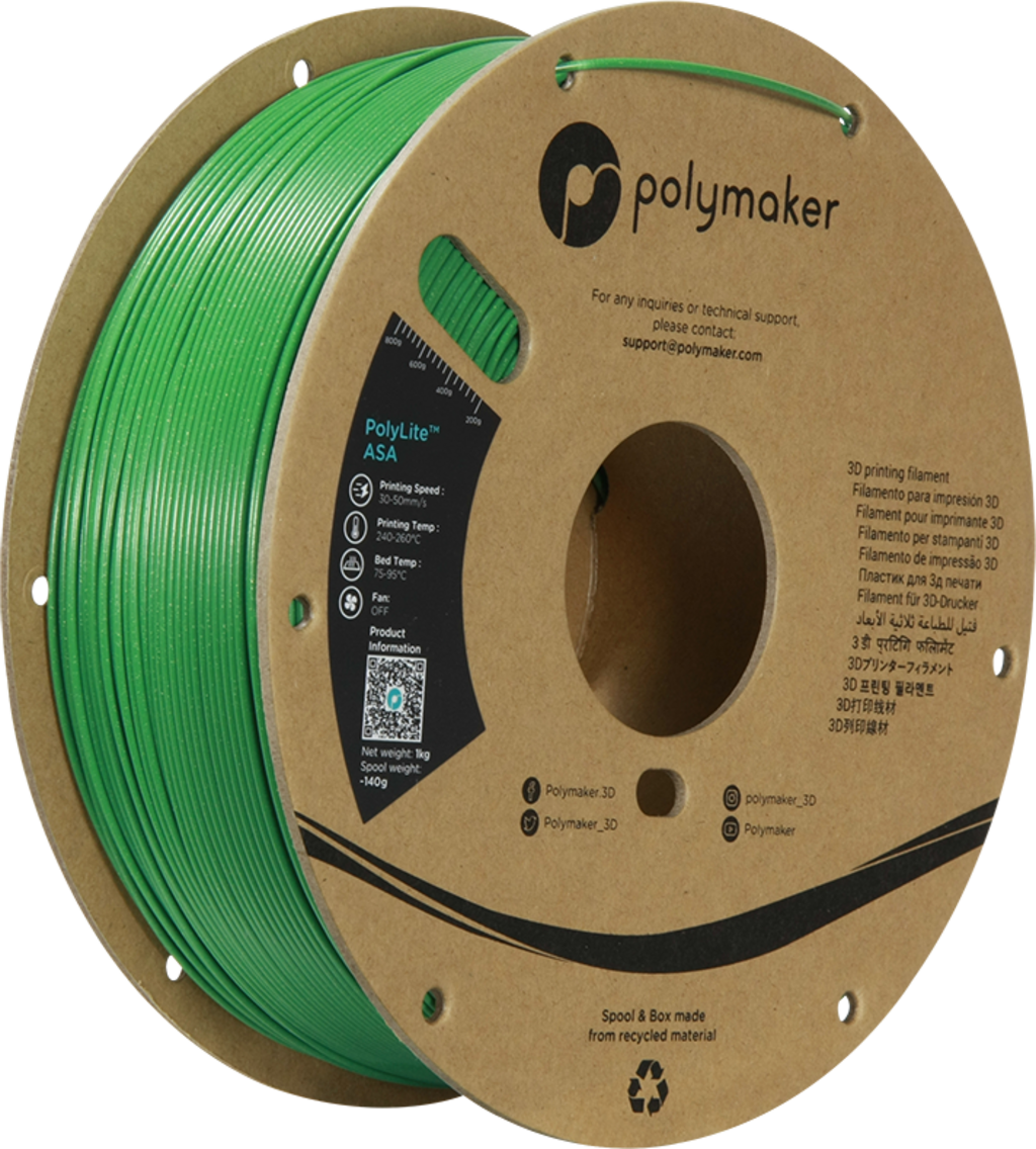 Polymaker  PolyLite ASA Galaxy Green, 1,75 mm / 1000 g    Die Alternative zu ABS Filament