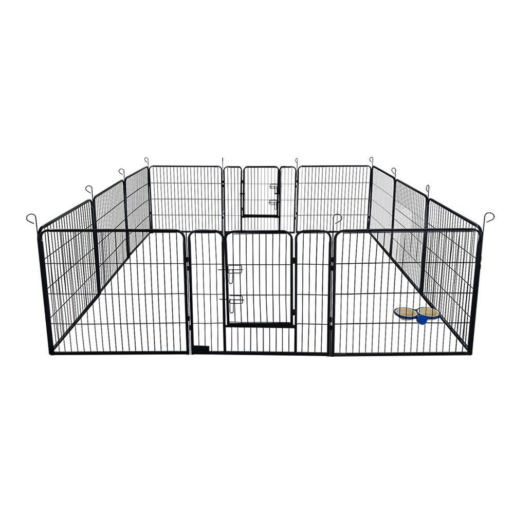 Home Deluxe - Puppy Playpen BARKI - 80 x 80 cm, 12-delige set, kleur: zwart, inclusief deurslot, afgeronde hoeken en randen | Puppy Playground | Puppy Run