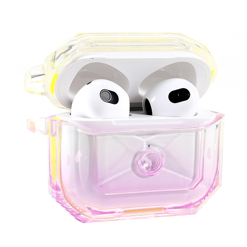 AirPods (3. Generation) Gummi Schutzhülle Air Cushion Fallschutz mit Farbverlauf   Trageschlaufe - Transparent / Gelb