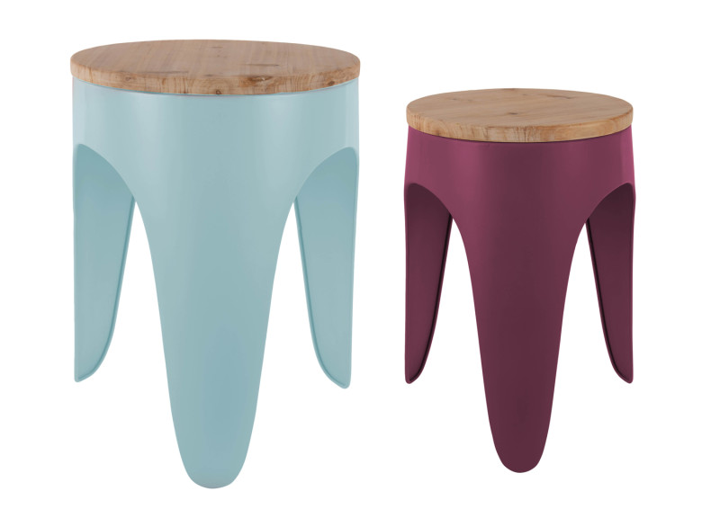 Stool Set Double Funky LM2258LB Soft blue & dark mauve