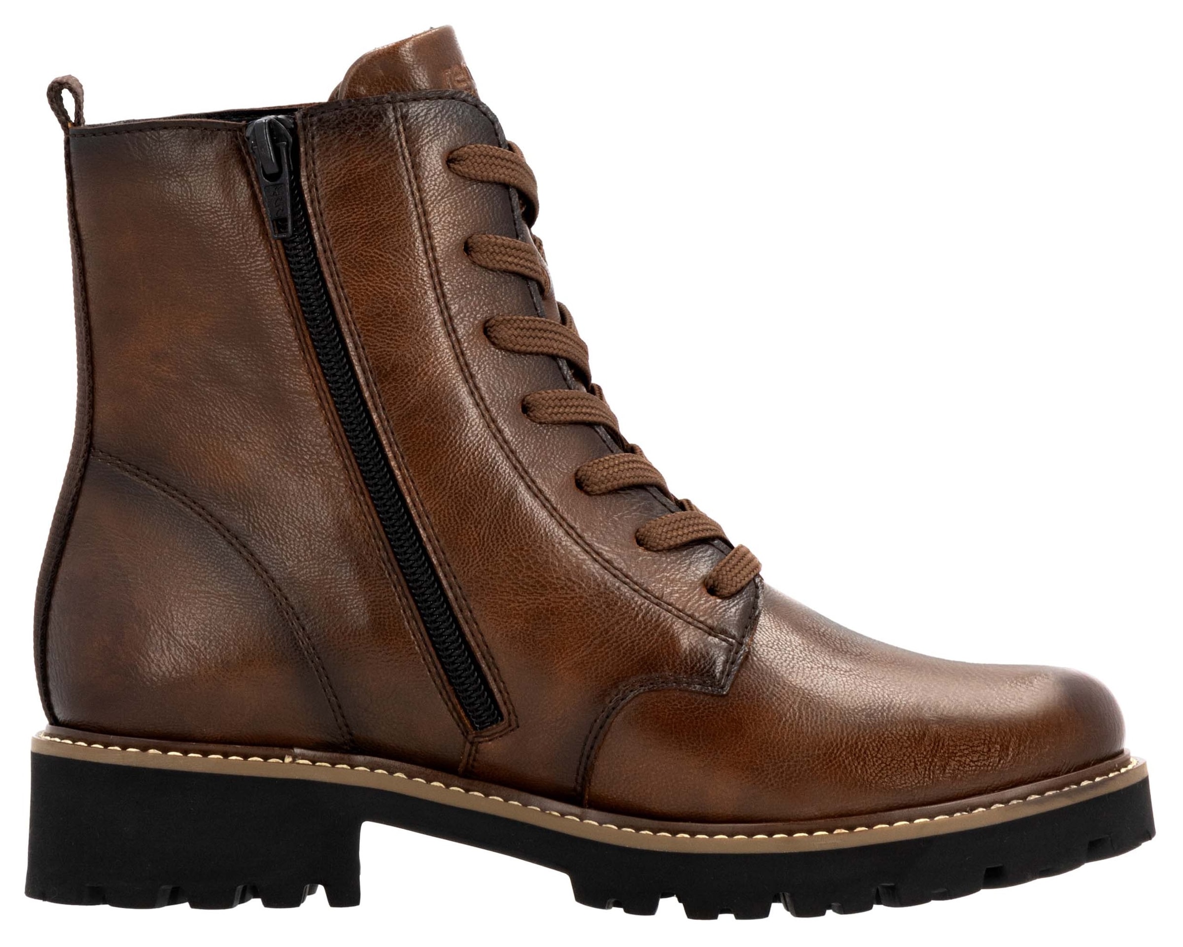 Remonte Schnürboots  , Blockabsatz, Schnürstiefelette im Used Look