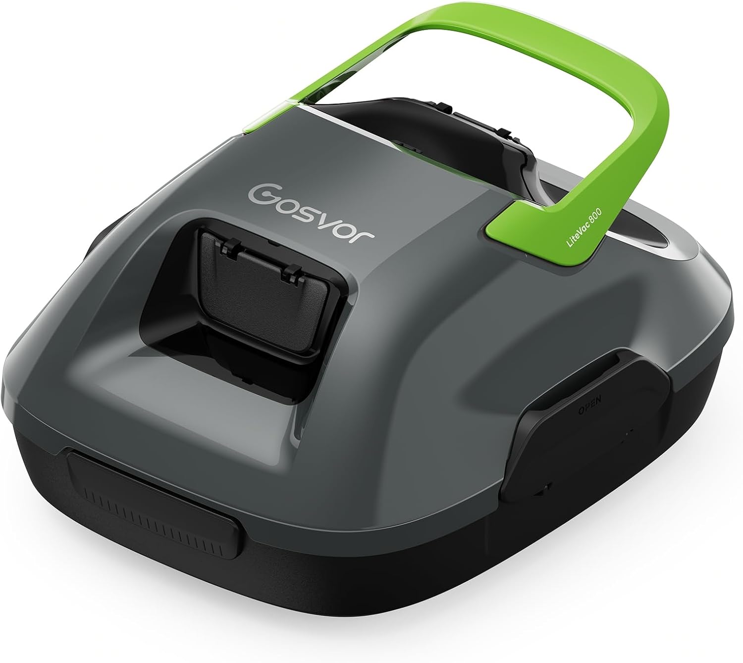Poolroboter, Akku Poolsauger mit 90 Min. Reinigungszeit, Einfach zu Bedienen, Selbstparkfunktion, Poolsauger Bodensauger Ideal für 80 ㎡ Oberirdische Pools, Grau-Grün