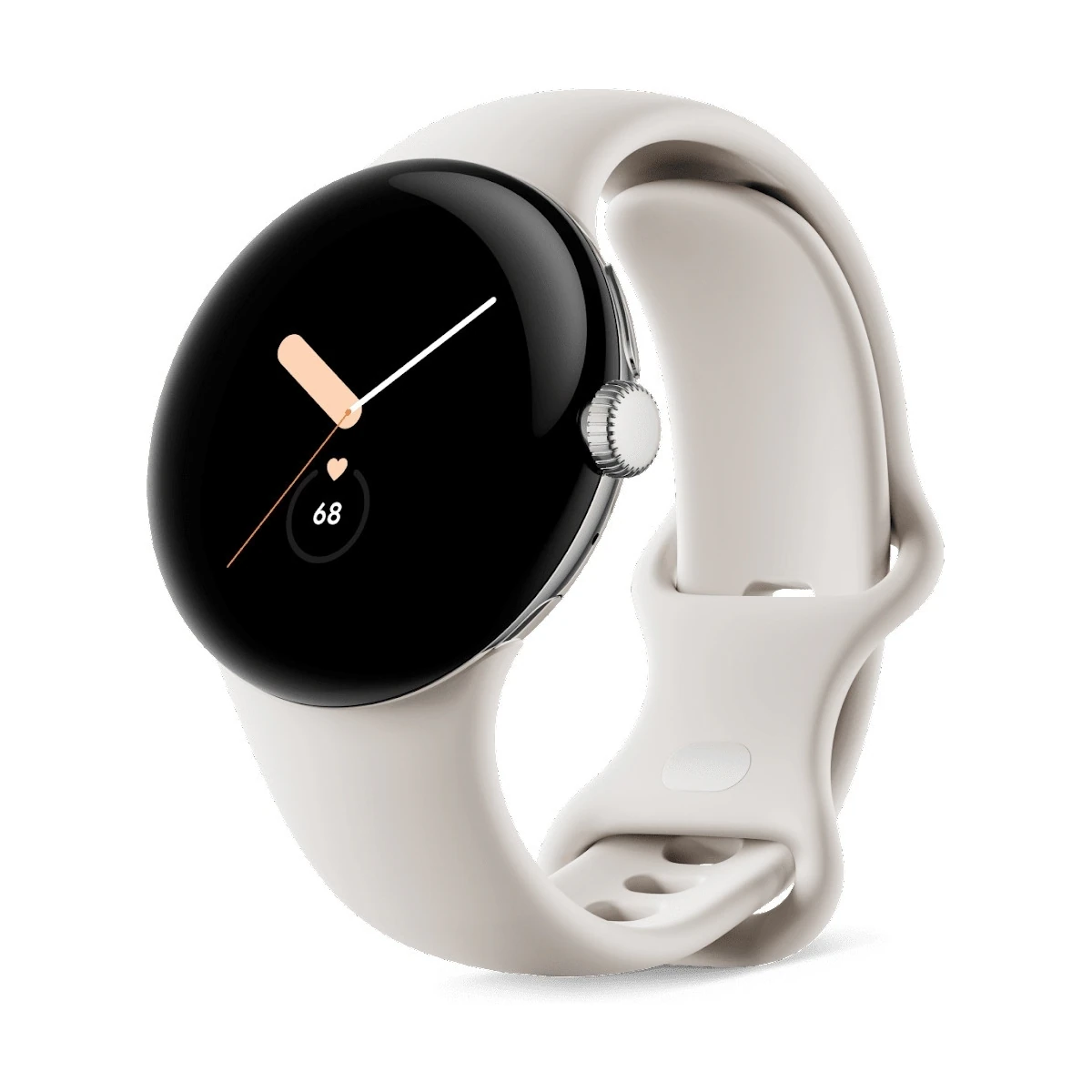 Google Pixel Watch WiFi -älykello, Polished Silver / Chalk