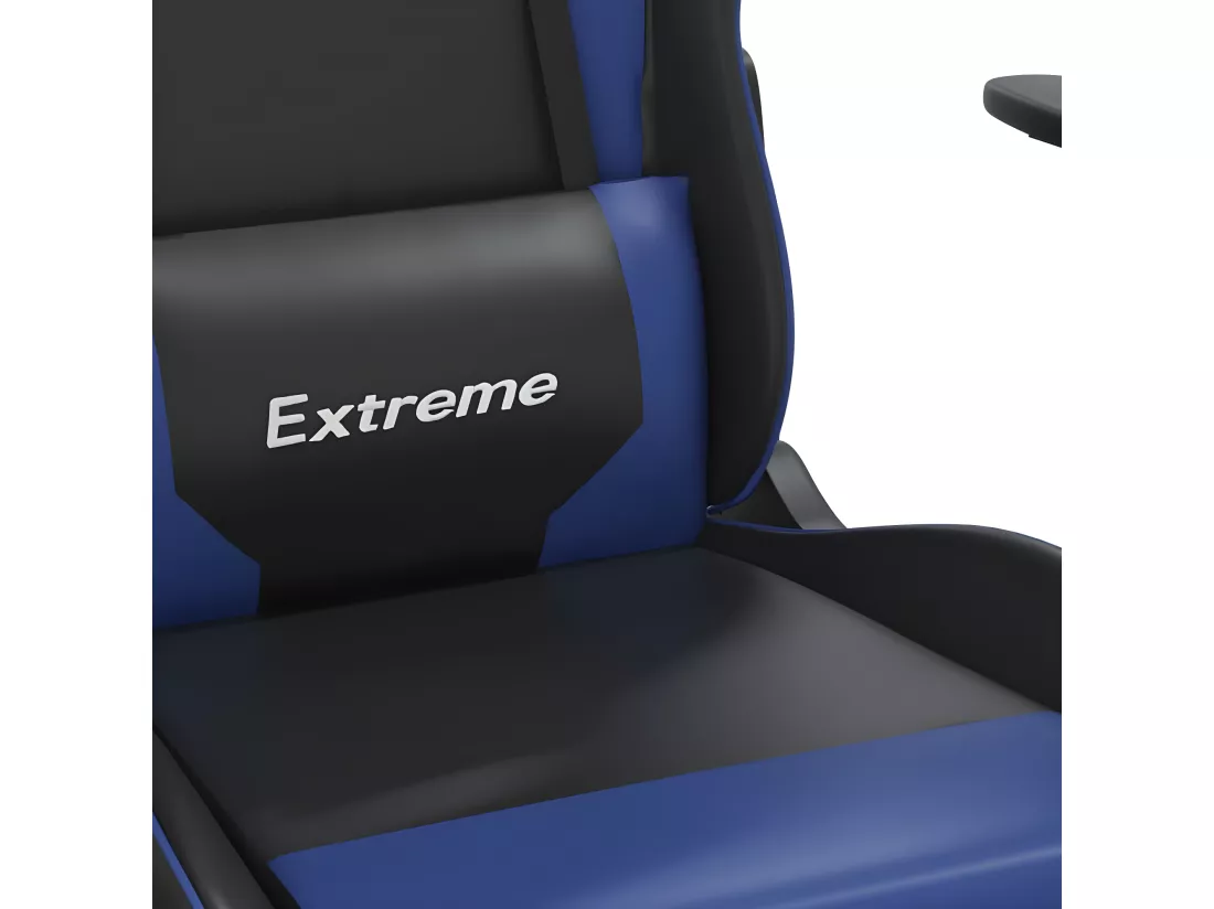 Chaise de jeu de massage et repose-pied Noir et bleu Similicuir