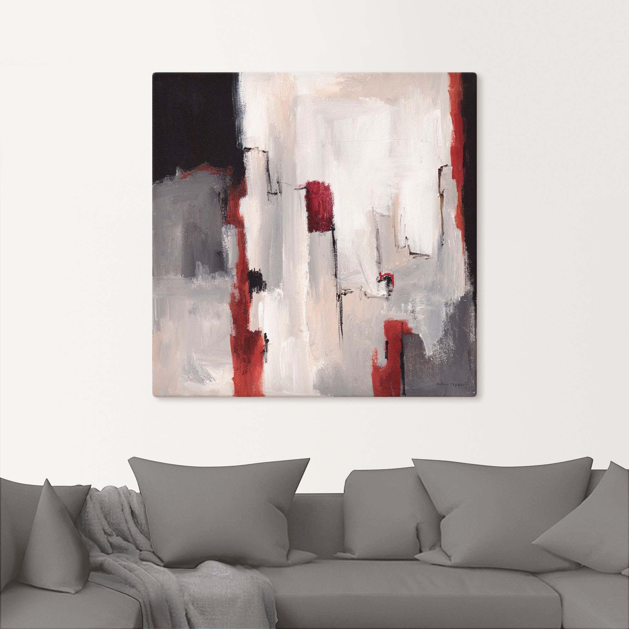 Artland Leinwandbild »Rot an Grau II« Gegenstandslos 1 Stk. tlg. als Leinwandbild, Poster in verschied. Grössen