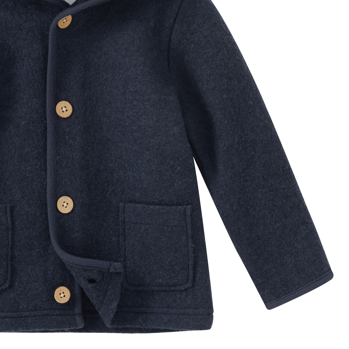 Topomini Pure Collection Baby Wollwalk-Jacke mit Umschlagbündchen dunkelblau