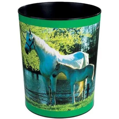 Läufer Motiv-Poster Papierkorb Pferd und Fohlen am See, 13 Liter