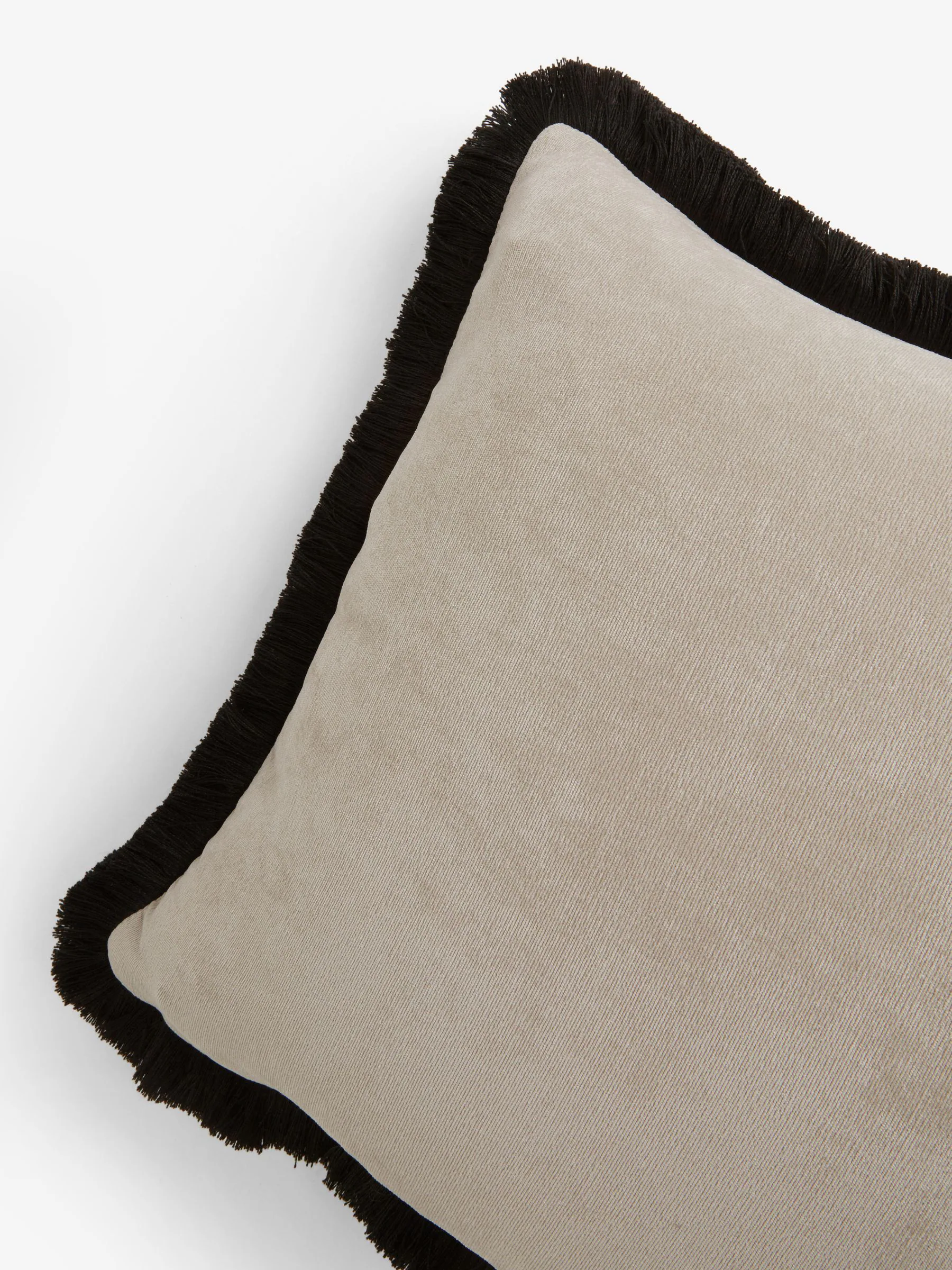 Soft Velour Contrast Fringe Cushion