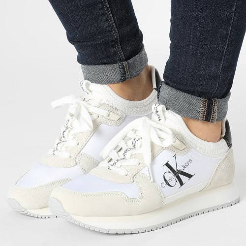 Baskets Femme Runner Sock Lace Up 0840 Bright White Creamy White Black