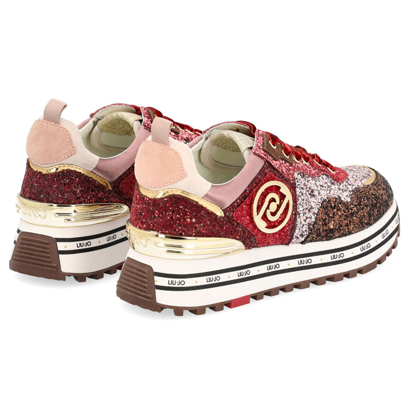 Liu-Jo Sneakers en Cuir Maxi marron/rouge