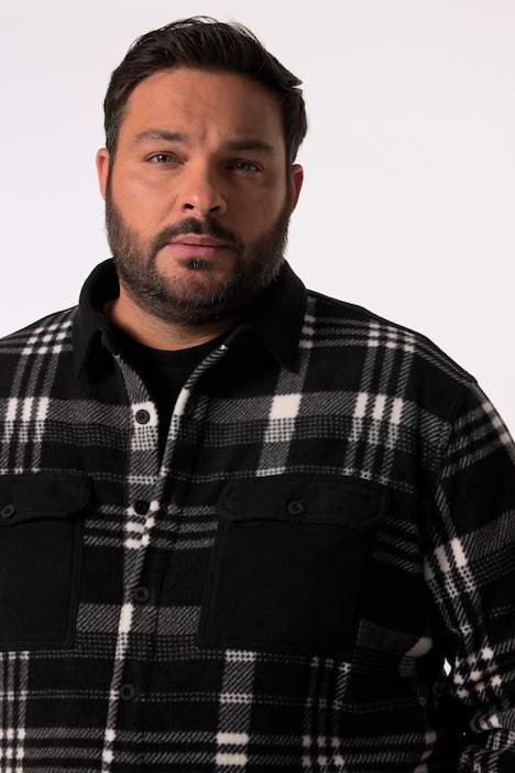 Men+ Karo-Fleeceovershirt, Langarm, Kentkragen, bis 8 XL