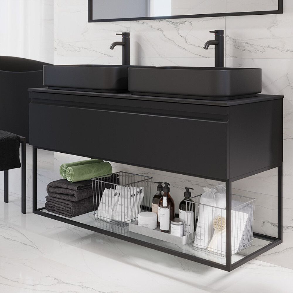 BADEROMSMØBEL CAMARGUE SKÄRGÅRD IQ+ INT.FRONT DOBBEL SVART MATT 120 CM