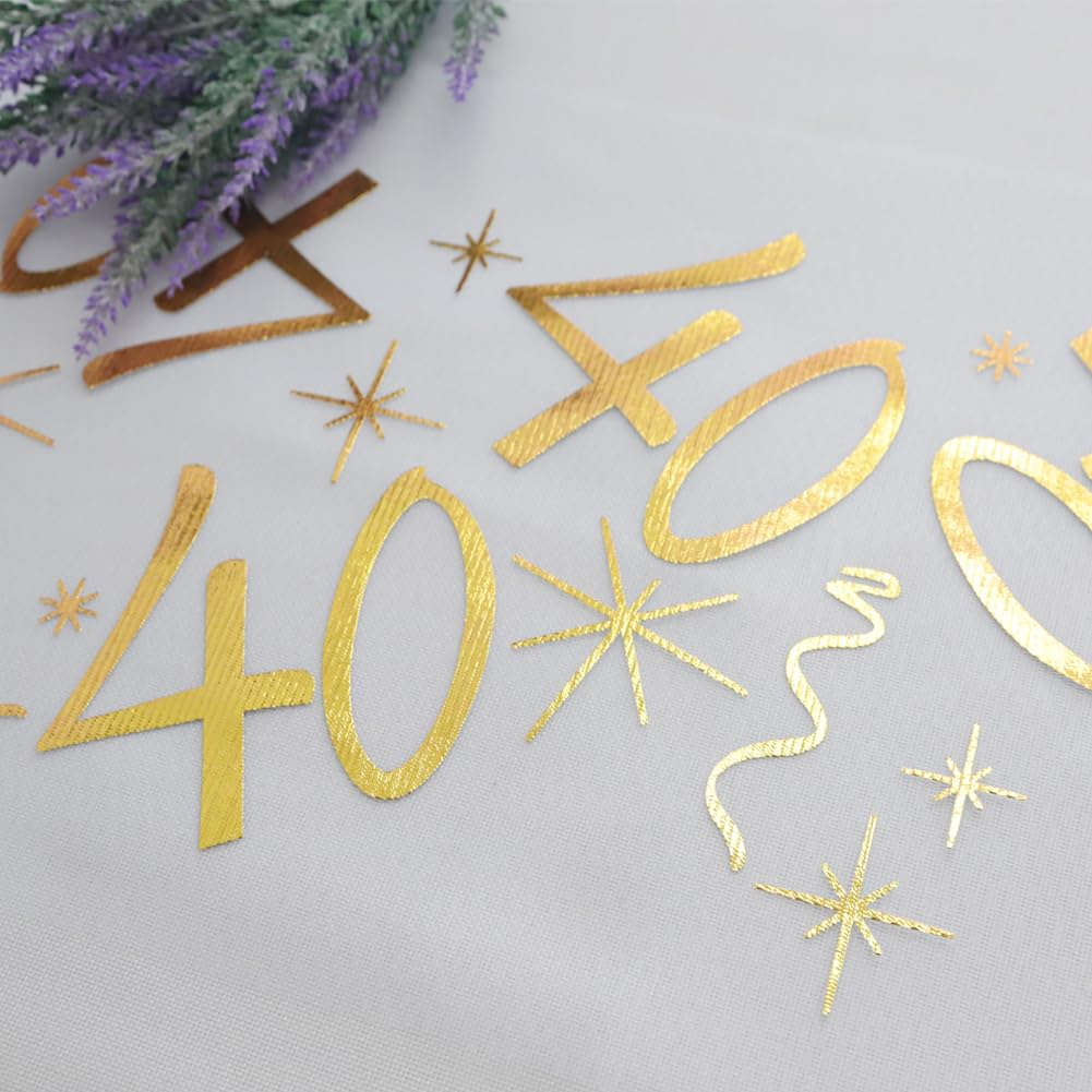 (28x275cm) Happy Birthday Tischläufer 40. Geburtstags Party Deko Zuschneidbares Tischtuch - Transparent / Gold