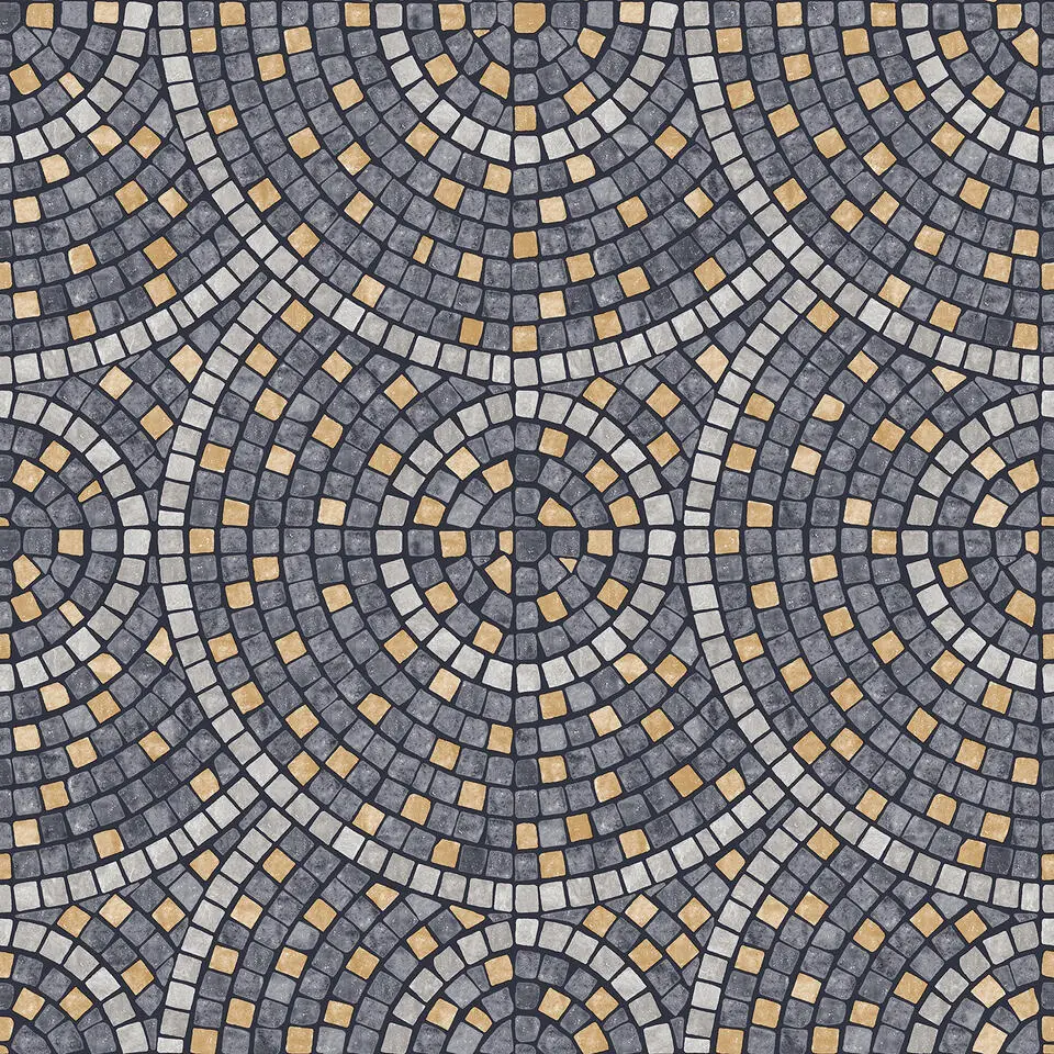 Dutch Wallcoverings Vliesbehang Artifice mozaïc tegel - grijs/oker - 10m x 53cm