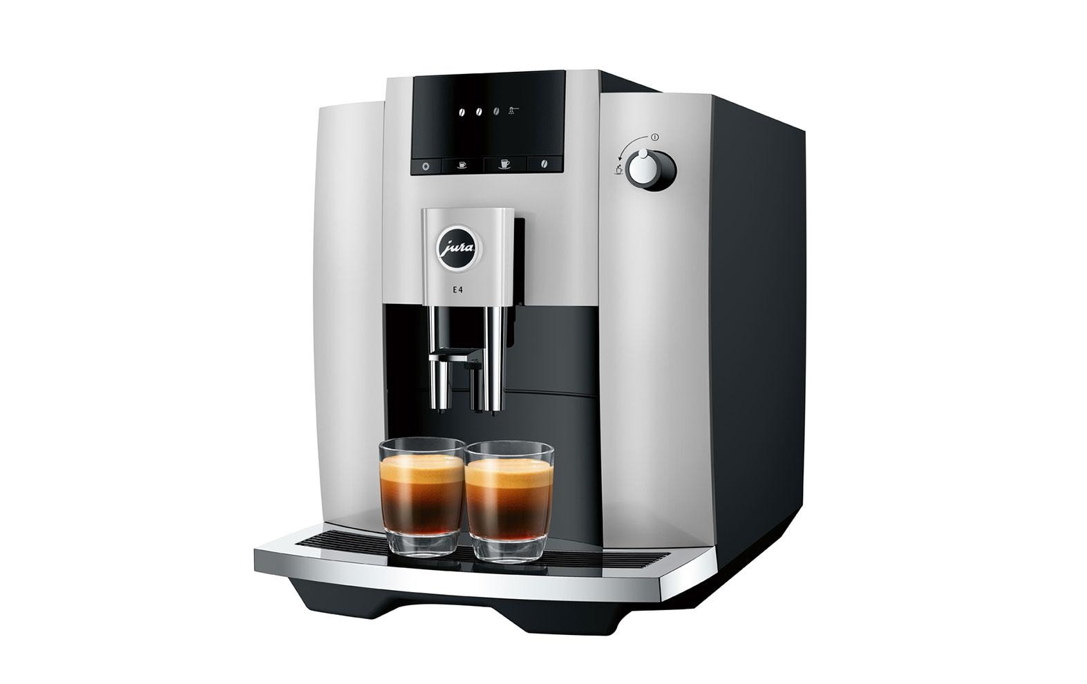 Kaffeevollautomat E4 Platin (SA)<br>Zweitassen-Vollautomat für fünf verschiedene Kaffeegetränke