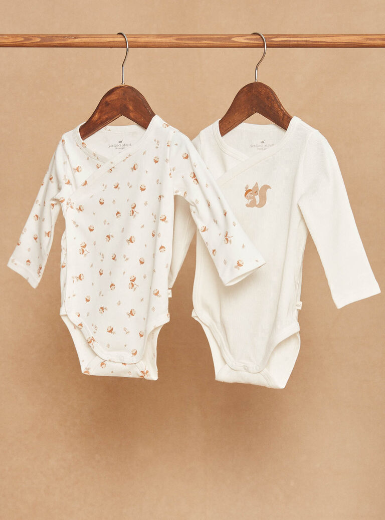Lot de 2 body écrus côtelés en coton biologique