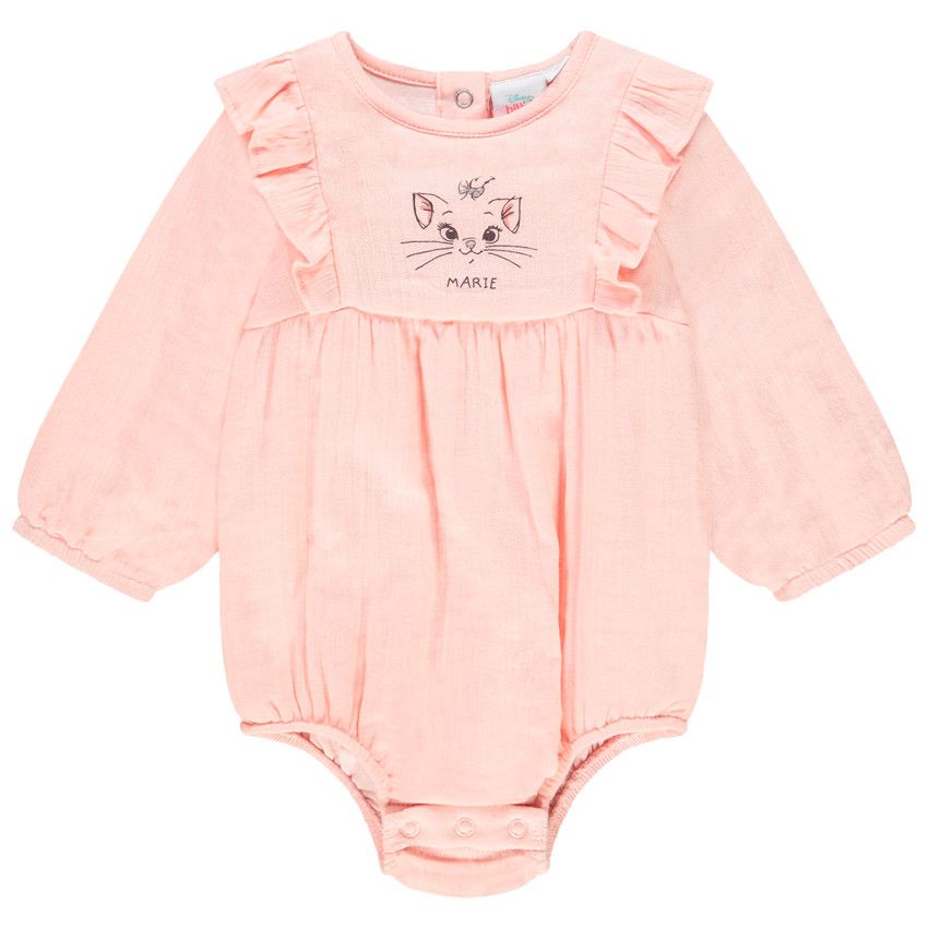 Body manches longues rose print Marie Aristochats Disney pour bébé fille - Rose