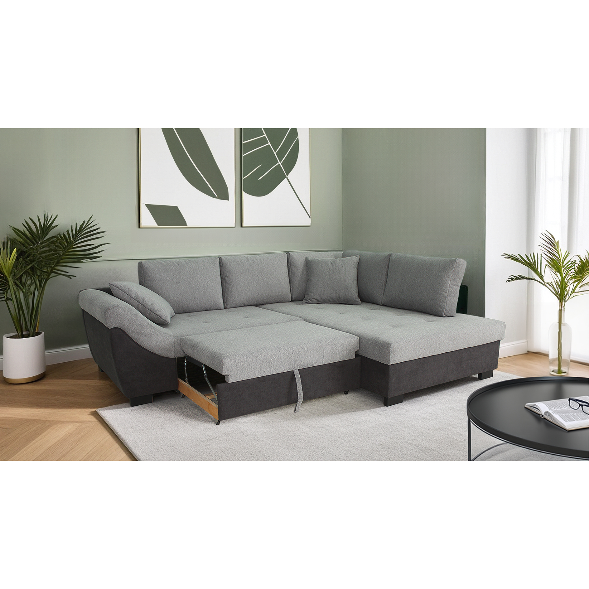 Ecksofa - graphite-grey - Liegefunktion - Ottomane rechts