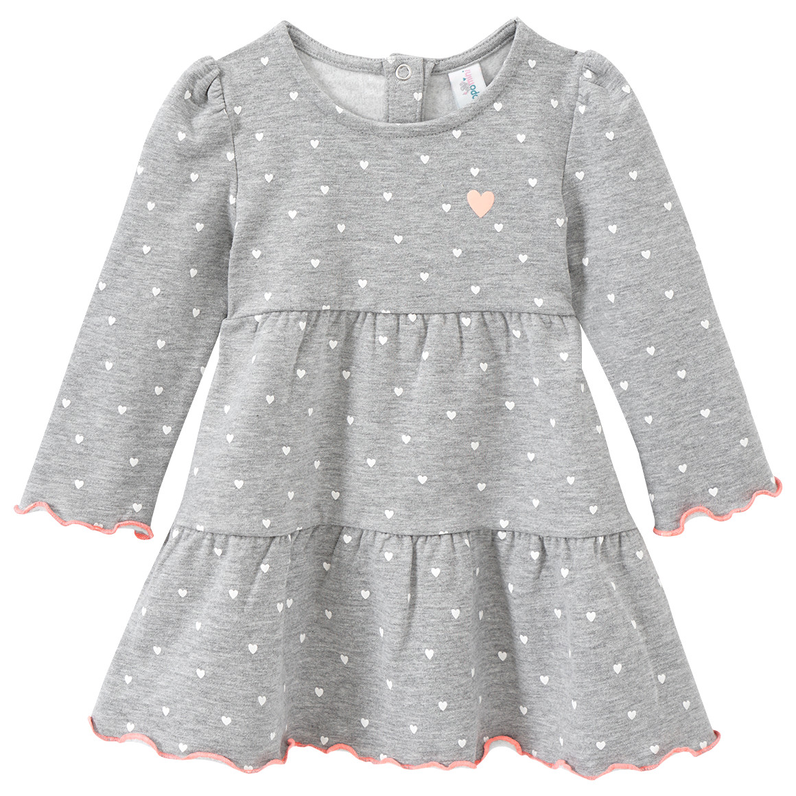 Topomini Baby Kleid mit Herz-Print hellgrau
