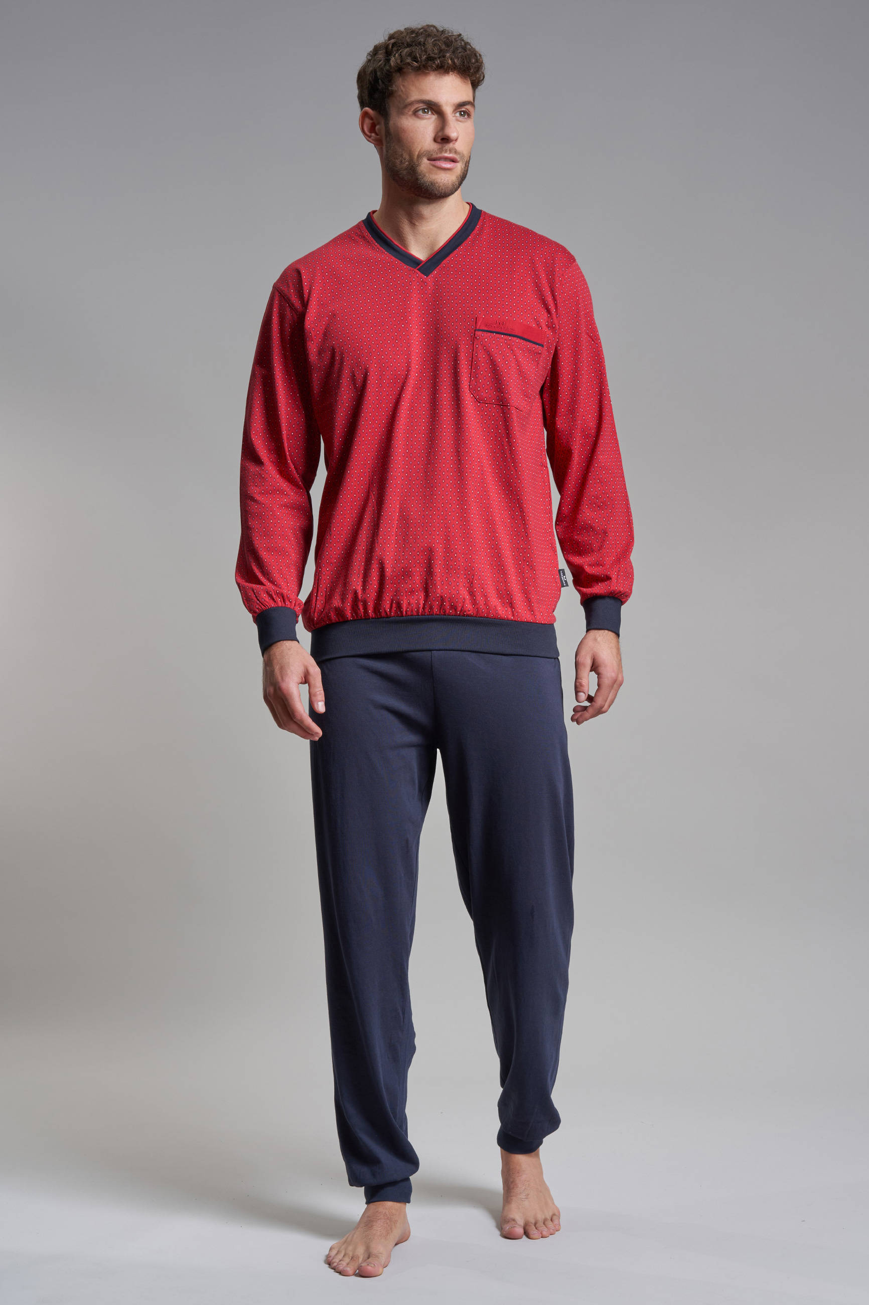 Götzburg pyjama rood/donkerblauw