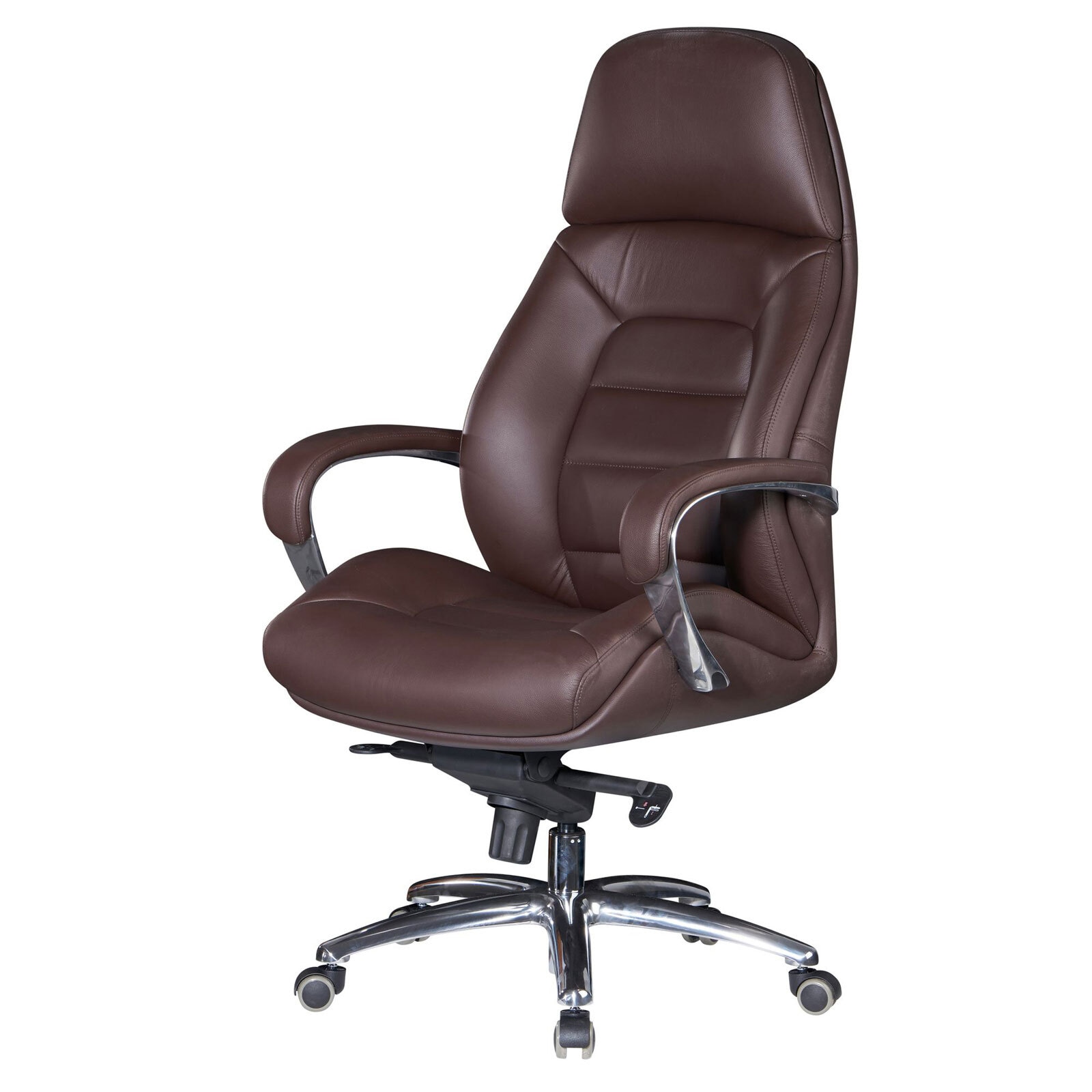 CASAVANTI Chefsessel mit Armlehnen Silberfarbig/ Braun Leder