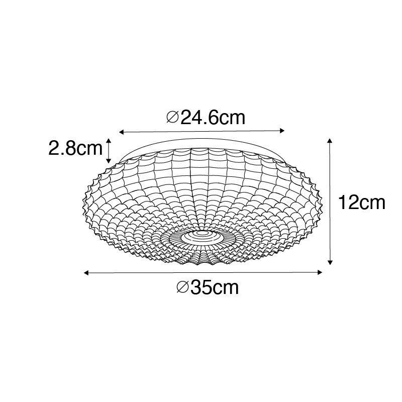 Klassieke plafondlamp zwart met smoke glas 35 cm IP44 - Nohmi