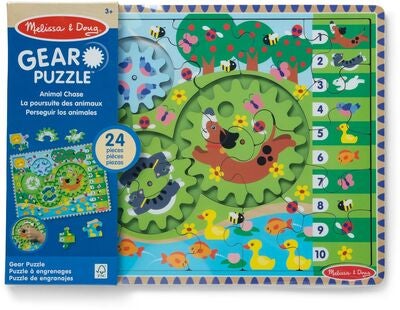 Melissa & Doug Puslespill med Tannhjul Dyretema 24 Brikker