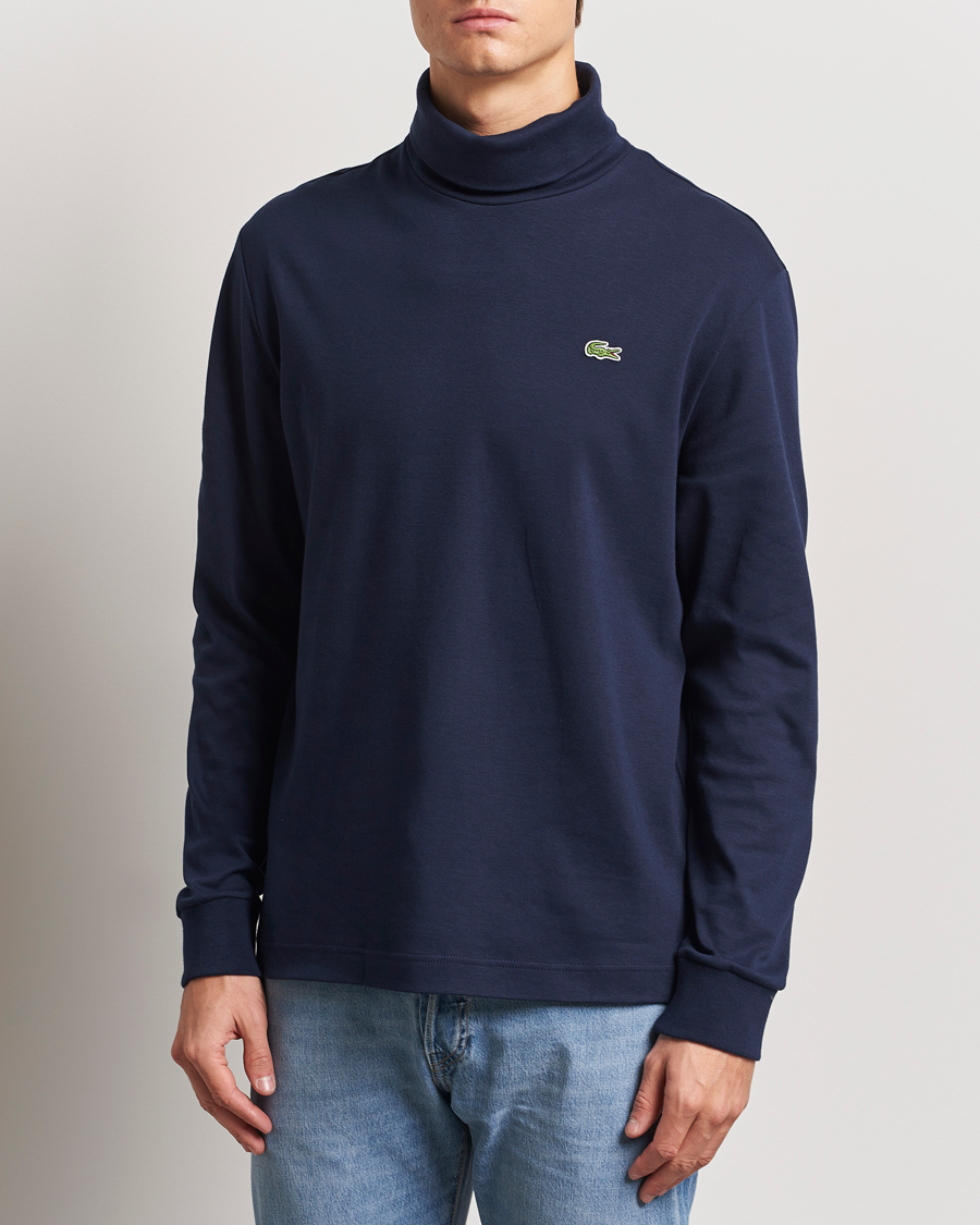 Lacoste Interlock Cotton Rollneck Navy