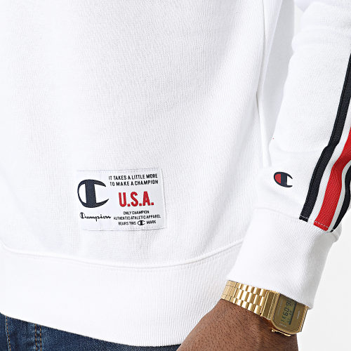 Sweat Crewneck A Bandes 217843 Blanc