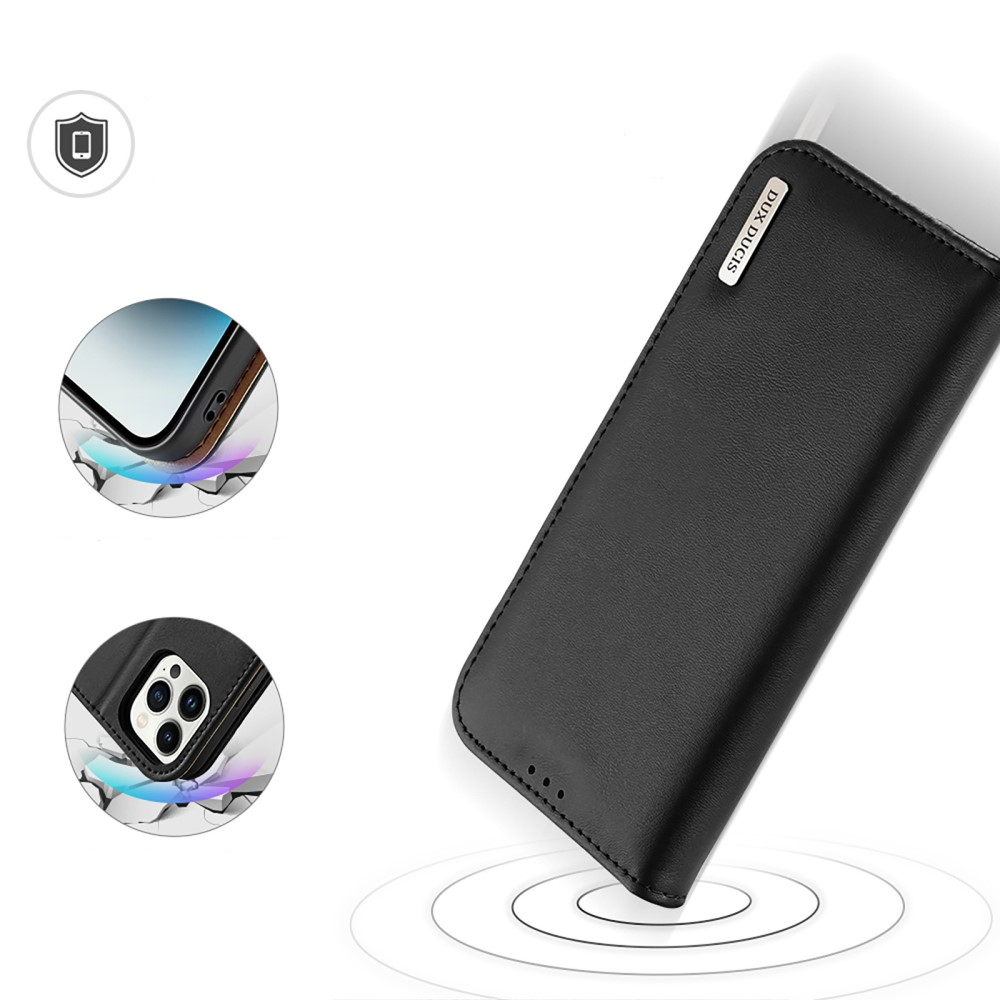 iPhone 15 Pro Max Flip Wallet Cover Echtleder Tasche (RFID Schutz) - Schwarz